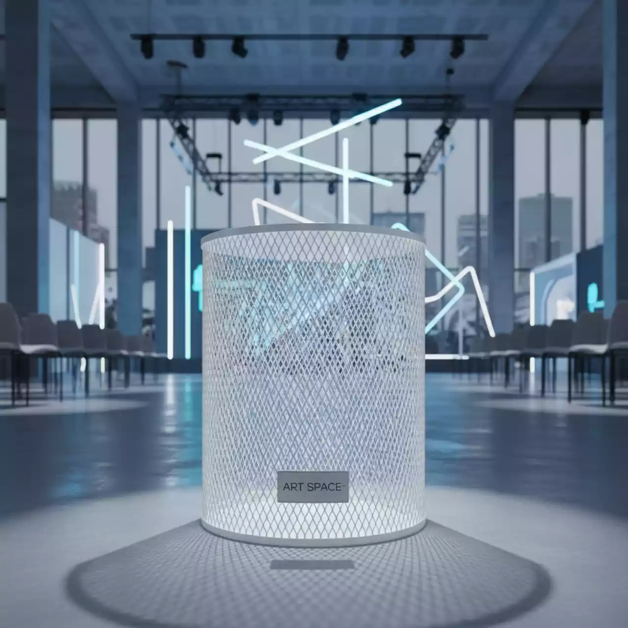 Аренда Колонна из стальной сетки белая высота 100 см в МФК «Горный» — ART SPACE