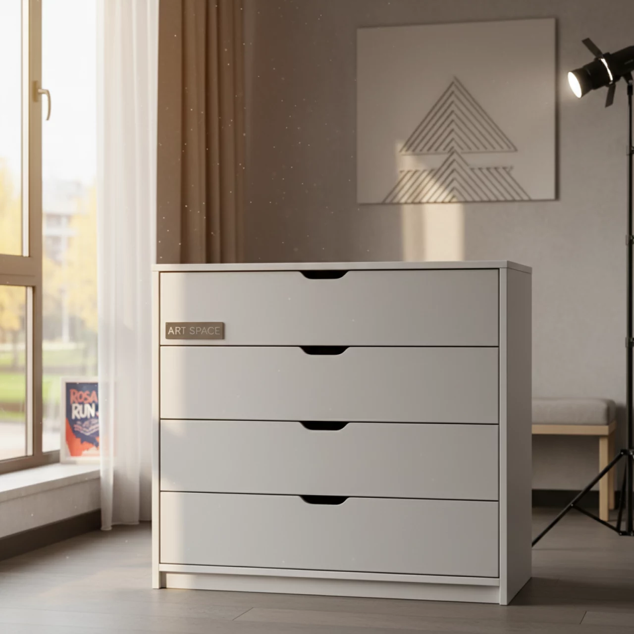 Аренда Комод Ноа широкий каркас белый светло серый в отеле «Звездный» — ART SPACE