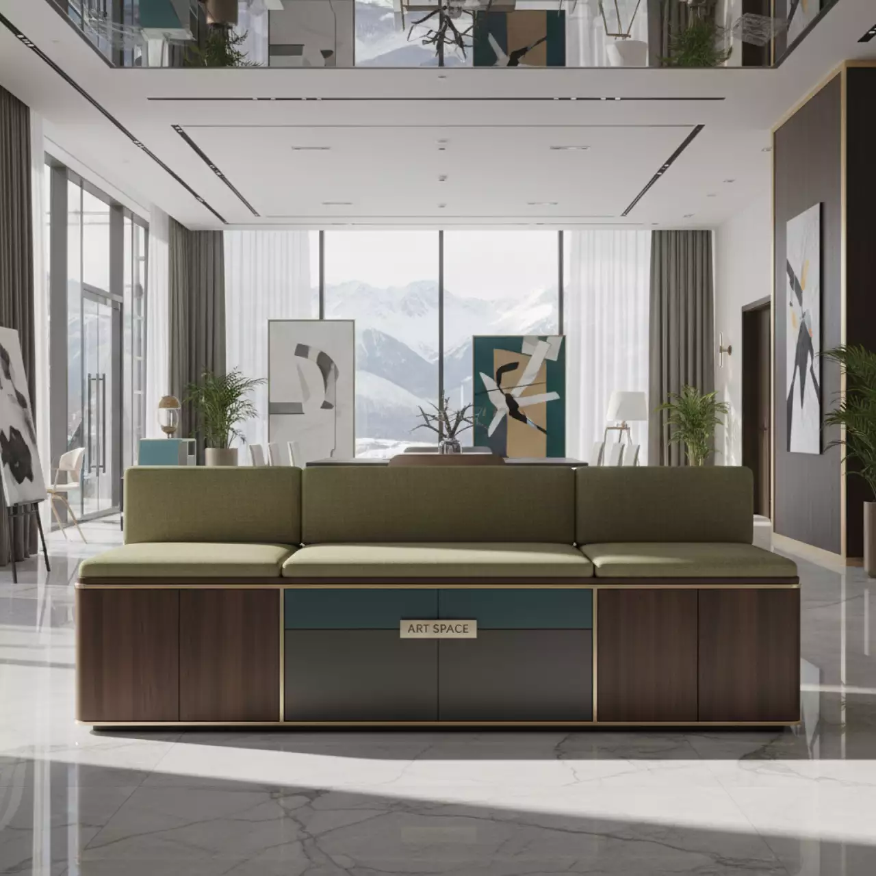 Аренда Комод офисный со скамейкой Low Cabinet 2027 в Sochi Marriott Krasnaya Polyana — ART SPACE