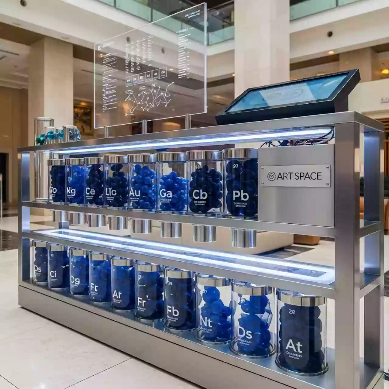 Аренда Комплекс интерактивный "Периодическая таблица Менделеева" с натуральными образцами в Cosmos Sochi Hotel — ART SPACE