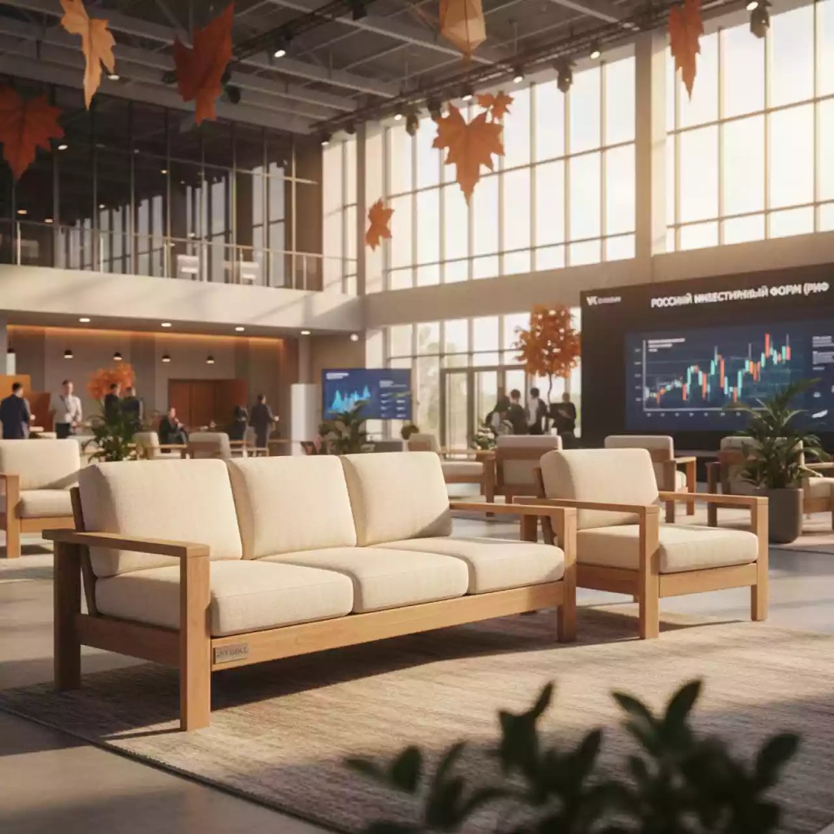 Аренда Комплект деревянной мебели Ravona KD lounge 3 в VK Stadium Sirius — ART SPACE