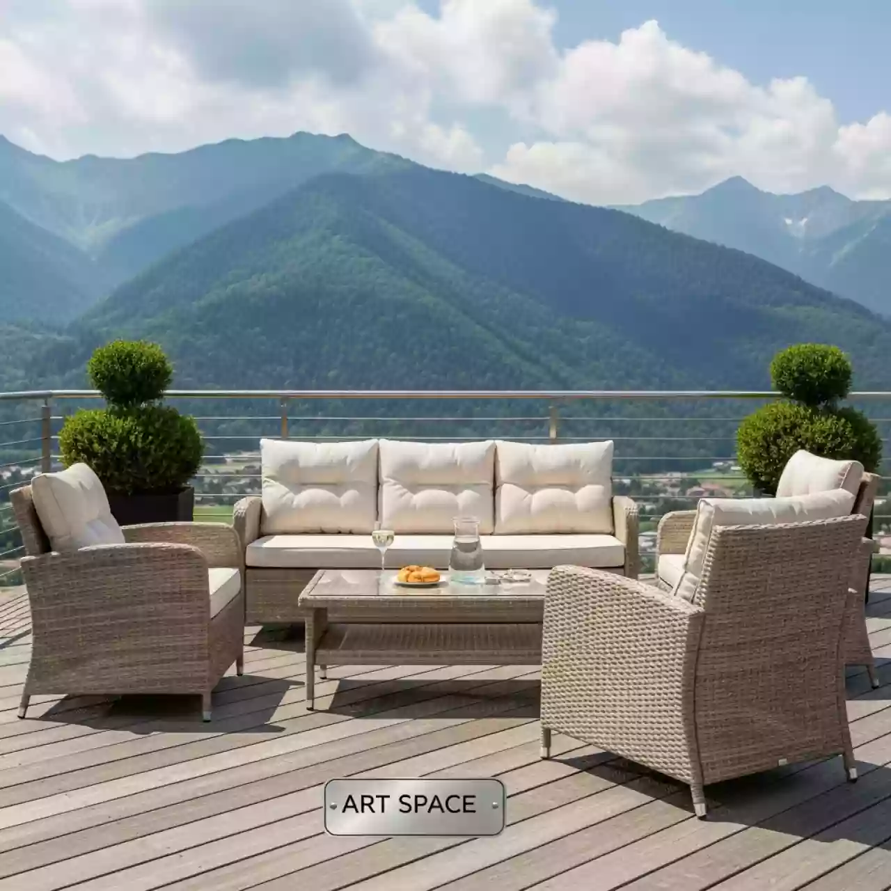 Аренда Комплект для отдыха плетеный LV520BB Beige в ресторане «Voda» — ART SPACE