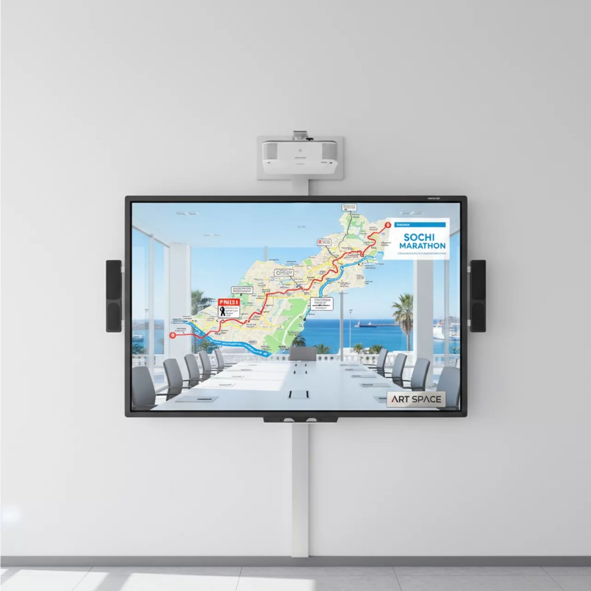 Аренда Комплект интерактивная доска SMART Board M787V с проектором EXD 203STW и креплением SBM777EXD 102ST на территории Морпорта Сочи — ART SPACE
