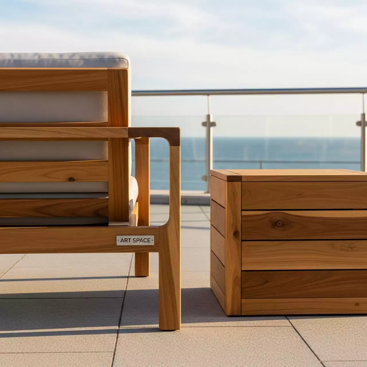 Аренда Комплект из шезлонга Royal Family Paolo и столика Lucio из акации teaklook в санатории «Черноморье» — ART SPACE