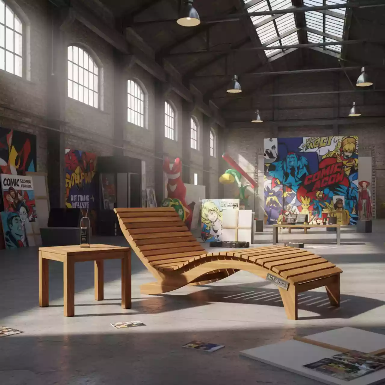 Аренда Комплект из шезлонга Royal Family Paolo и столика Ramon на территории Морпорта Сочи — ART SPACE