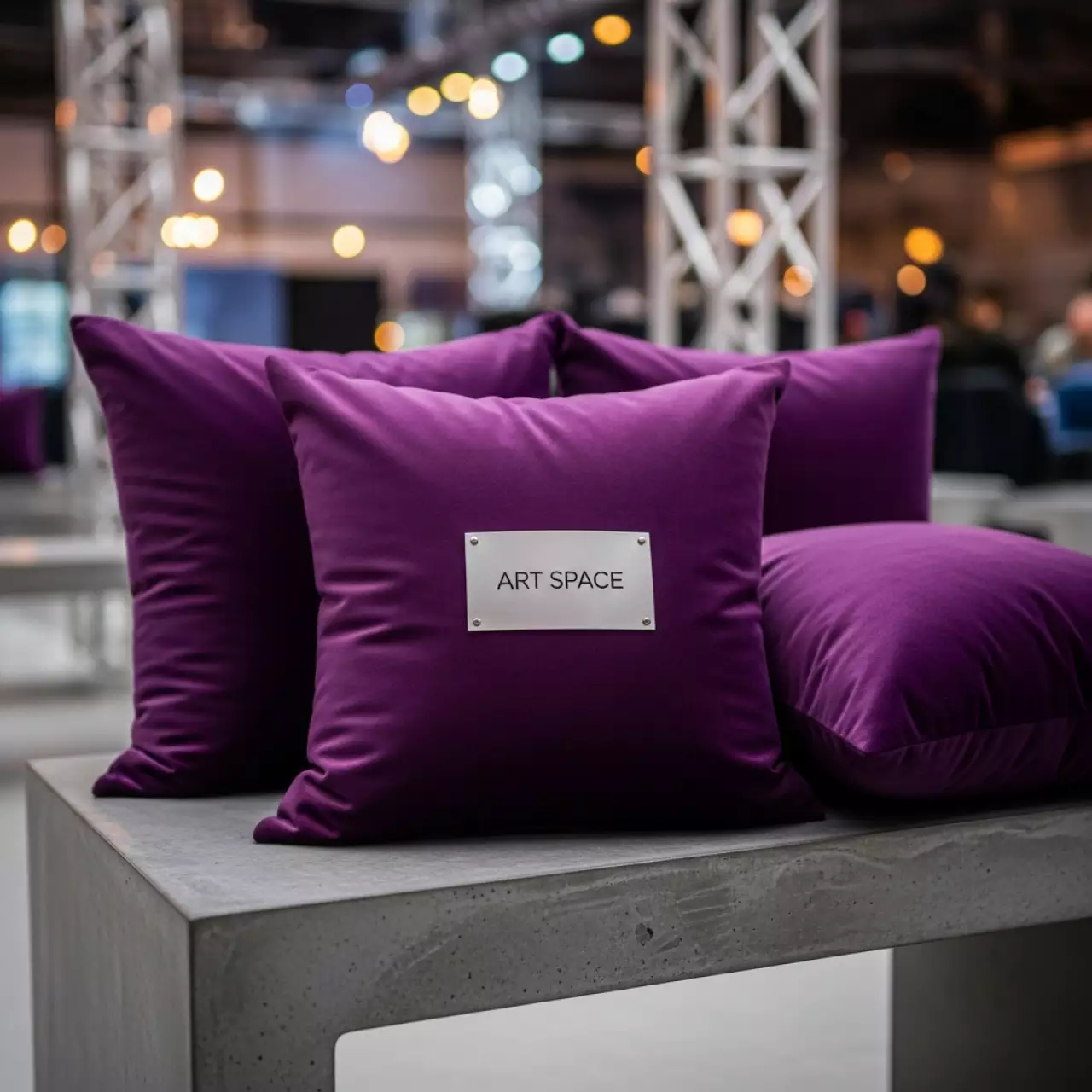 Аренда Комплект из трех подушек фиолетовых в банкетном зале «Дельфин» — ART SPACE