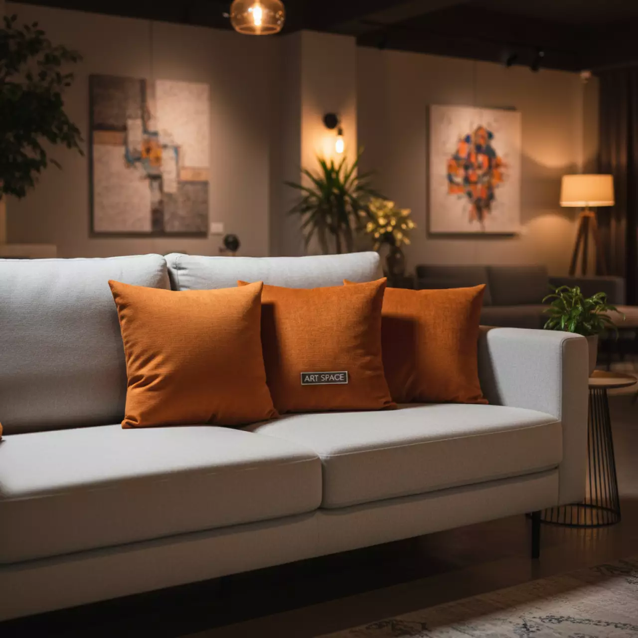 Аренда Комплект из трех подушек оранжевых в банкетном зале «Дельфин» — ART SPACE