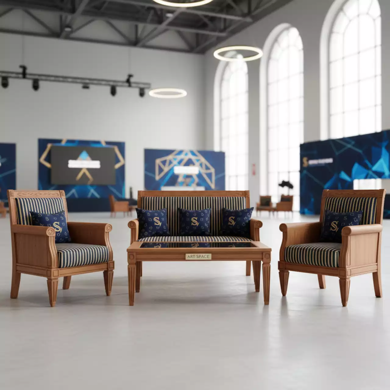 Аренда Комплект лаунж мебели деревянный Adrian в Сириус Арене — ART SPACE