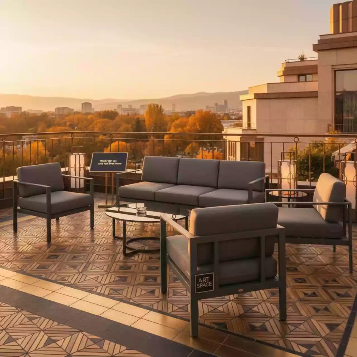 Аренда Комплект лаунж мебели Gotland антрацит серый алюминий в City Park Hotel Sochi — ART SPACE