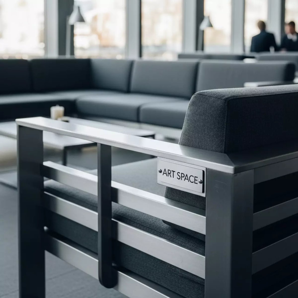 Аренда Комплект лаунж мебели с угловым диваном Stockholm антрацит серый алюминий в ресторане «Сыроварня» — ART SPACE