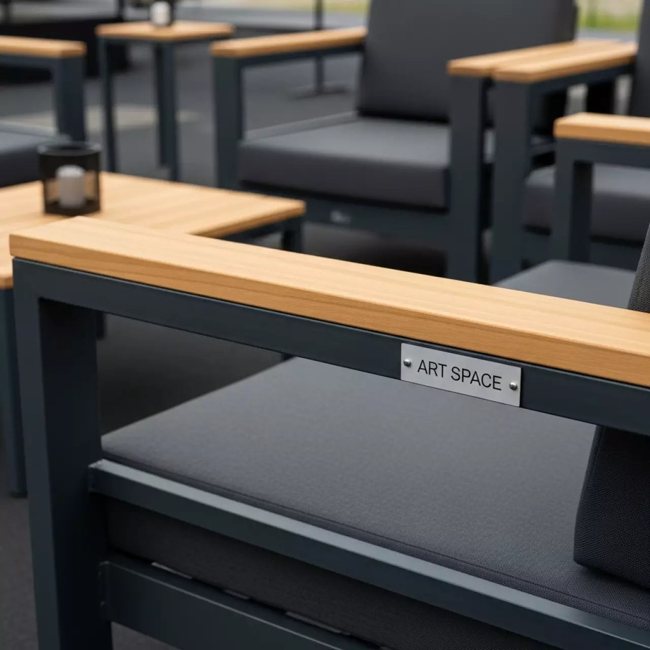 Аренда Комплект Marine антрацит натуральный алюминий тик в VK Stadium Sirius — ART SPACE