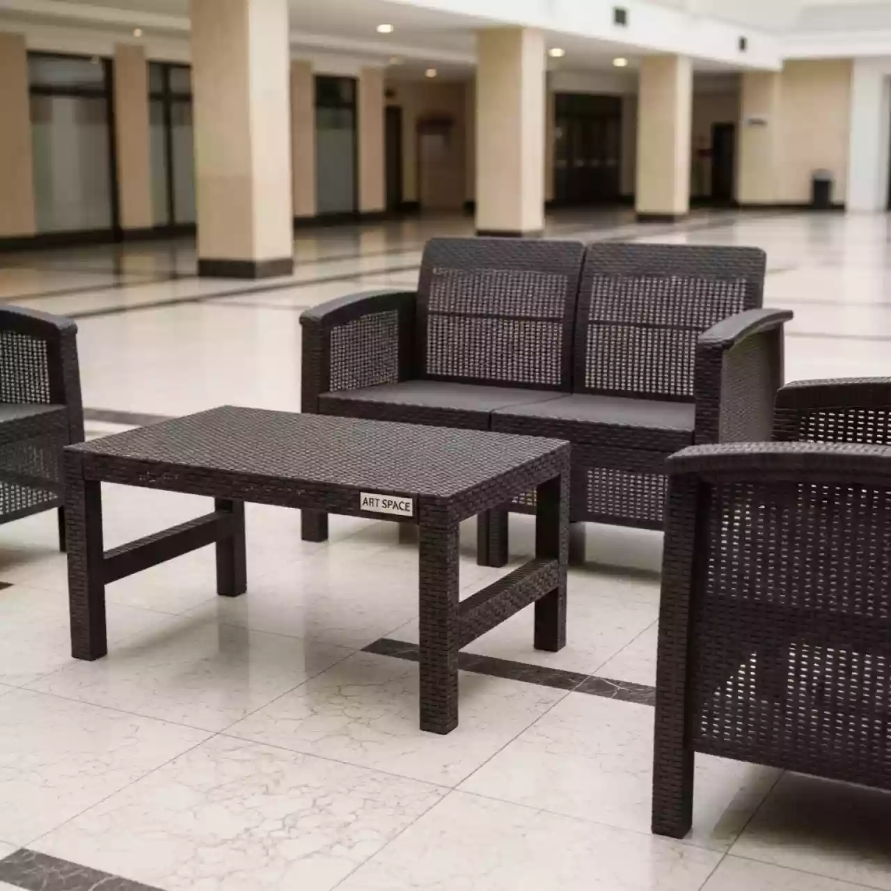 Аренда Комплект мебели АНАПА SOFA 2 TABLET венге из пластика под искусственный ротанг в Mövenpick Hotel — ART SPACE