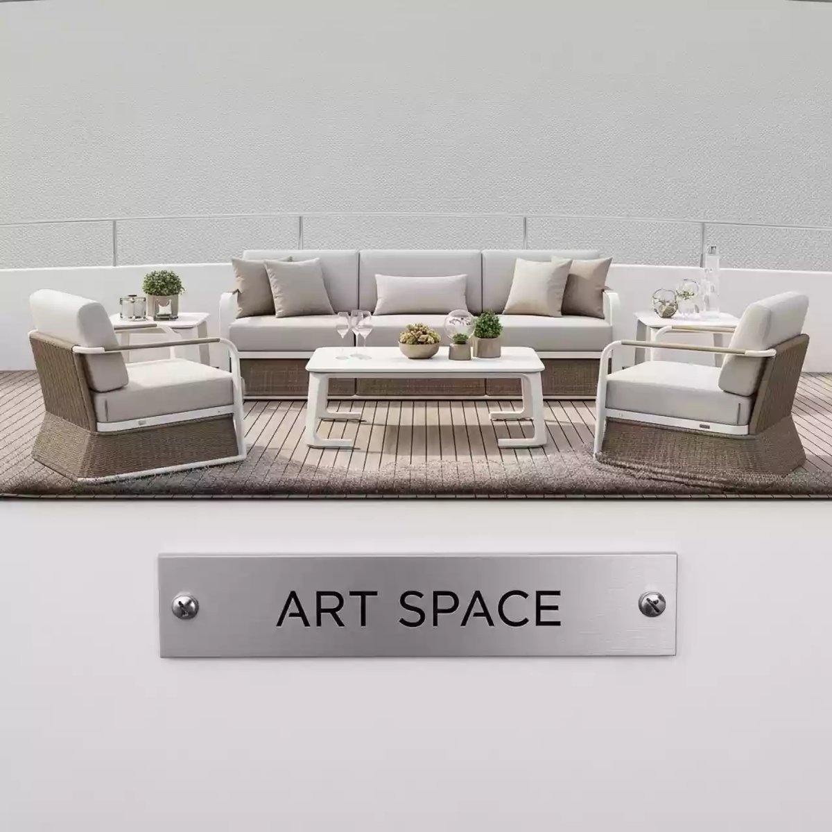 Аренда Комплект мебели Bella 220 белый бежевый на VIP-яхте (Имеретинский порт) — ART SPACE