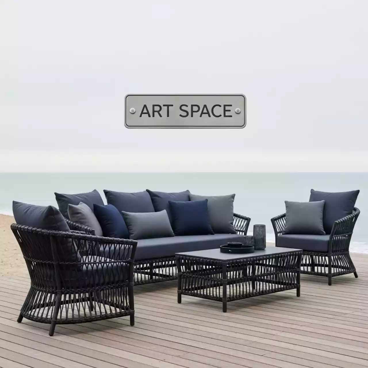 Аренда Комплект мебели Дели 4 предмета с подушками на пляже «Мандарин» — ART SPACE