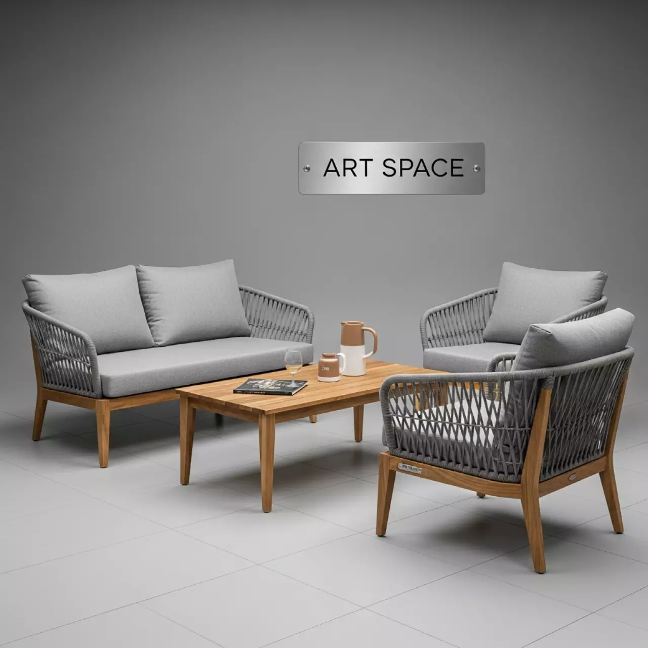 Аренда Комплект мебели Дели 4 предмета с подушками техноротанг акация в Маринс Парк Отеле — ART SPACE