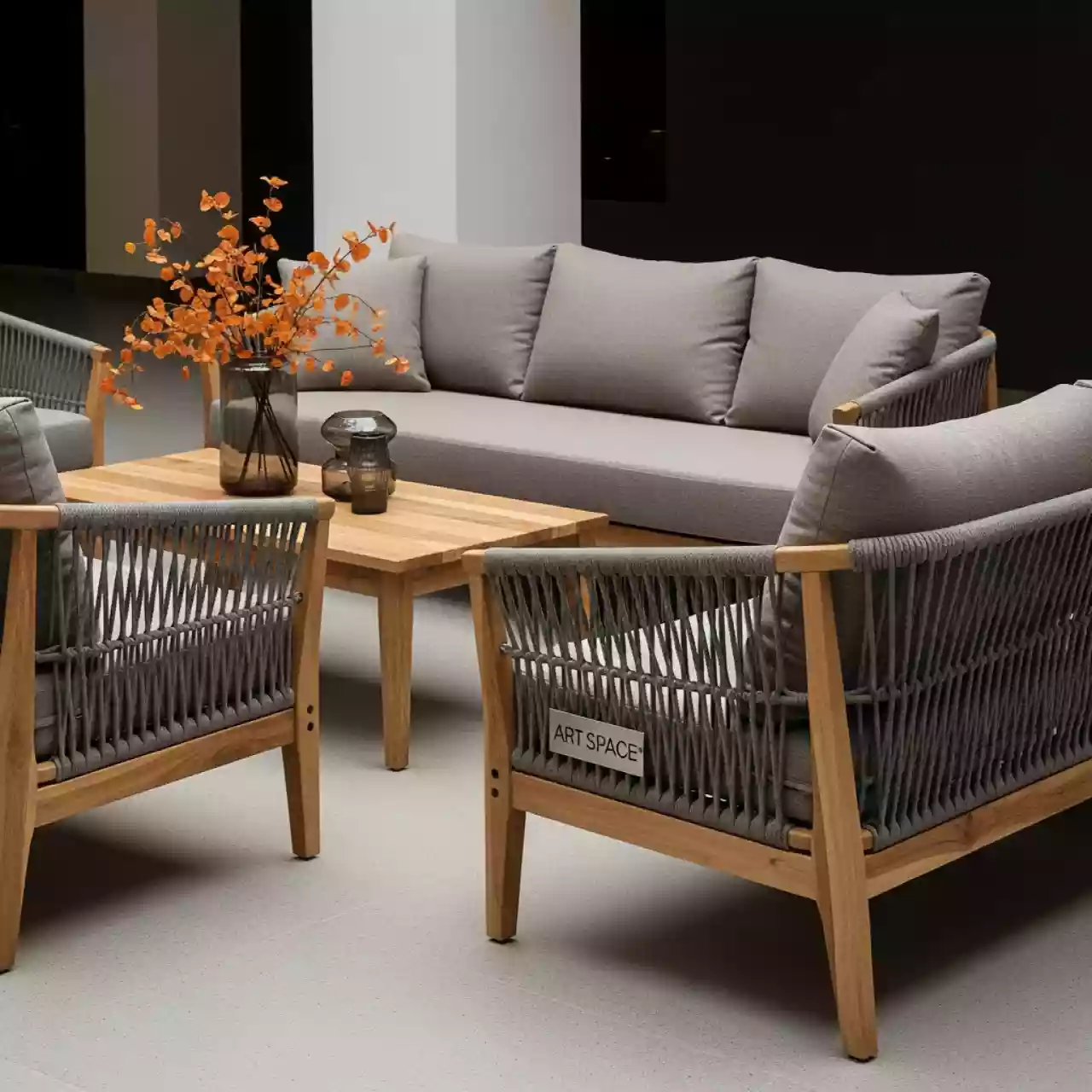 Аренда Комплект мебели Дели 4 предмета техноротанг акация с подушками в Маринс Парк Отеле — ART SPACE