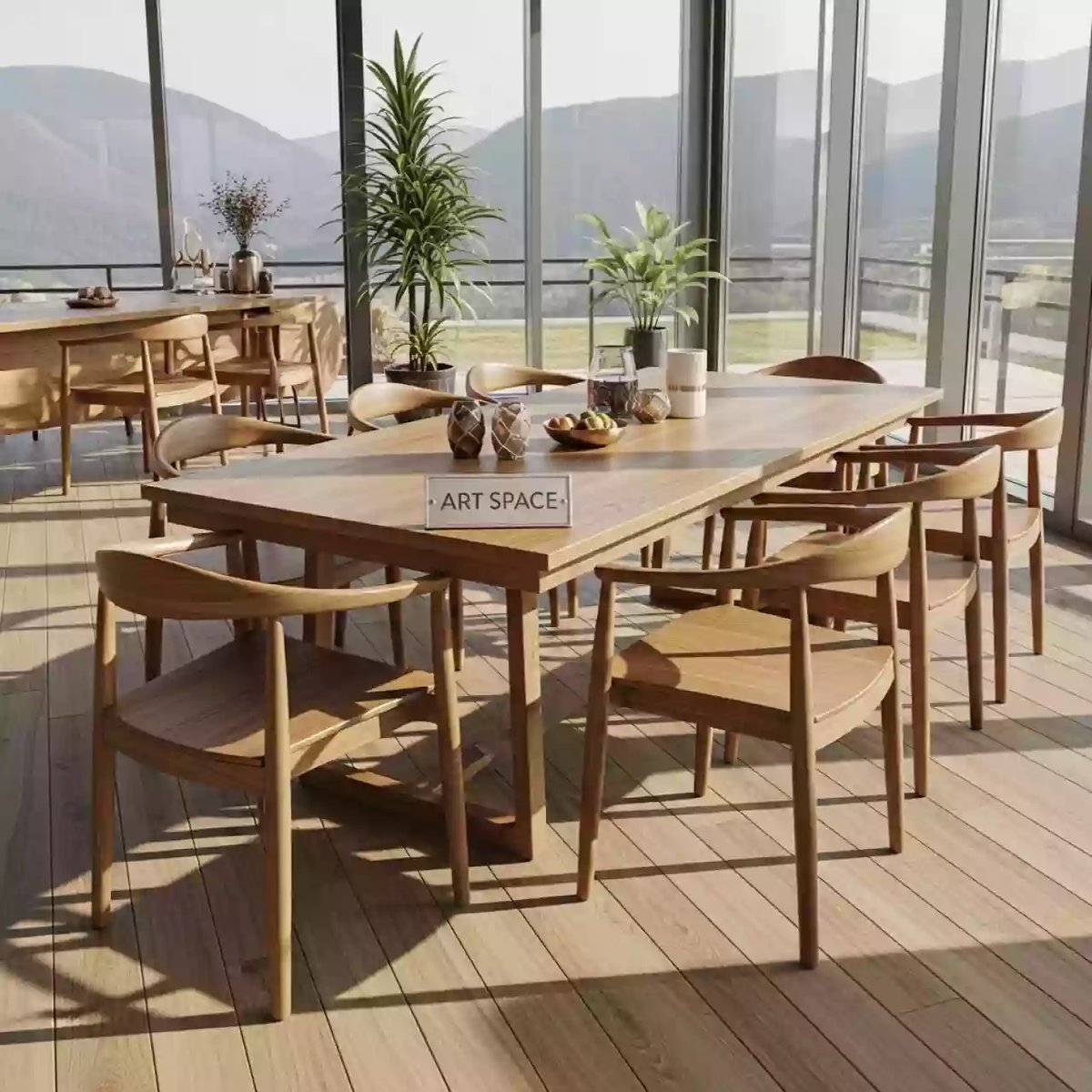 Аренда Комплект мебели деревянной Madrague на 8 персон в ресторане «Высота 5642» — ART SPACE