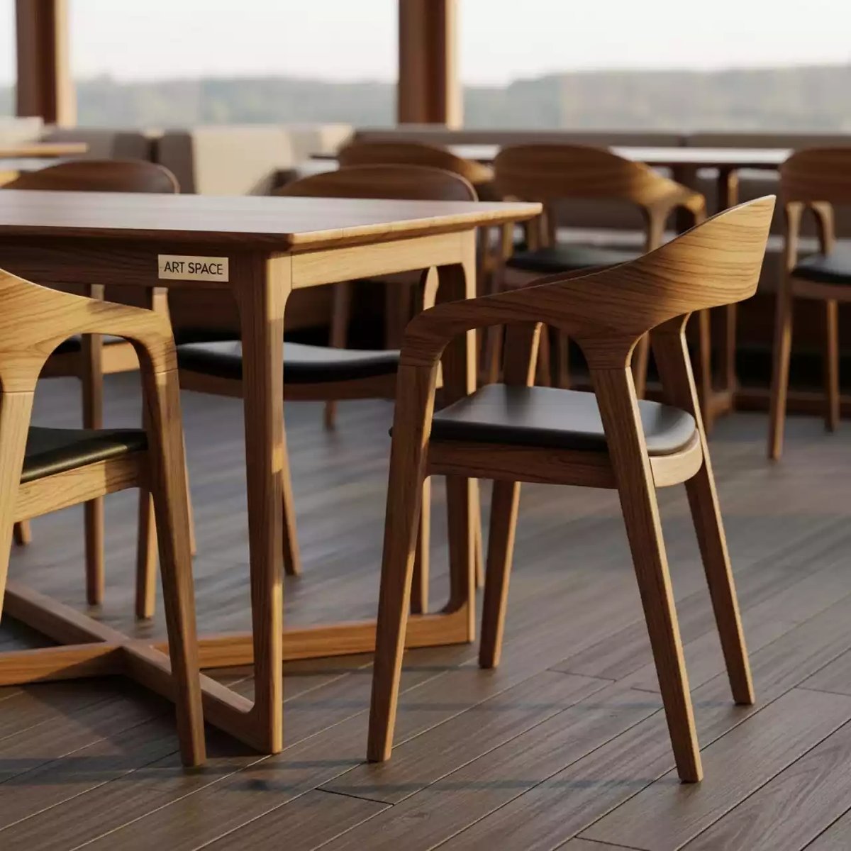 Аренда Комплект мебели деревянной Pelican в ресторане «Сыроварня» — ART SPACE