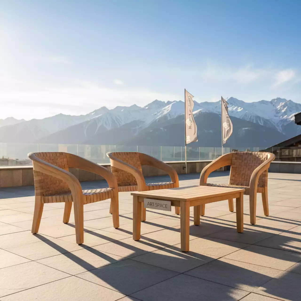 Аренда Комплект мебели деревянной плетеной Knob в Поляна 1389 Отель и Спа — ART SPACE