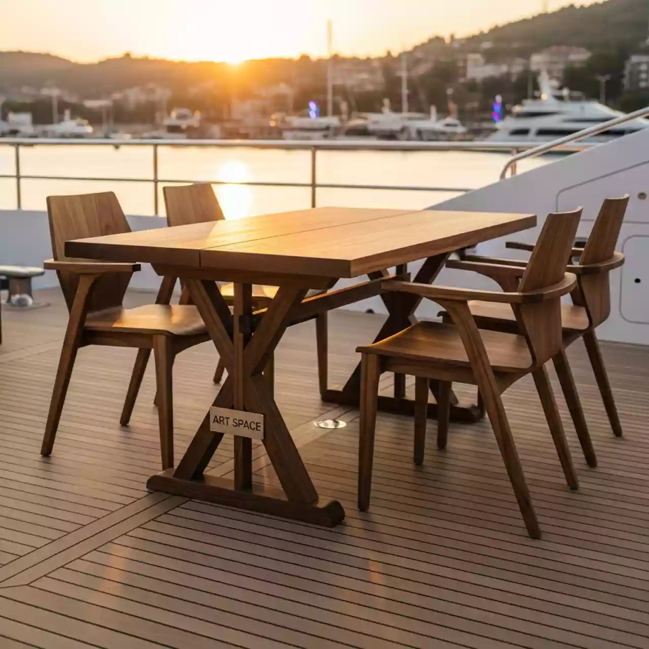 Аренда Комплект мебели деревянной Ravona KD 4 персоны на VIP-яхте (Имеретинский порт) — ART SPACE