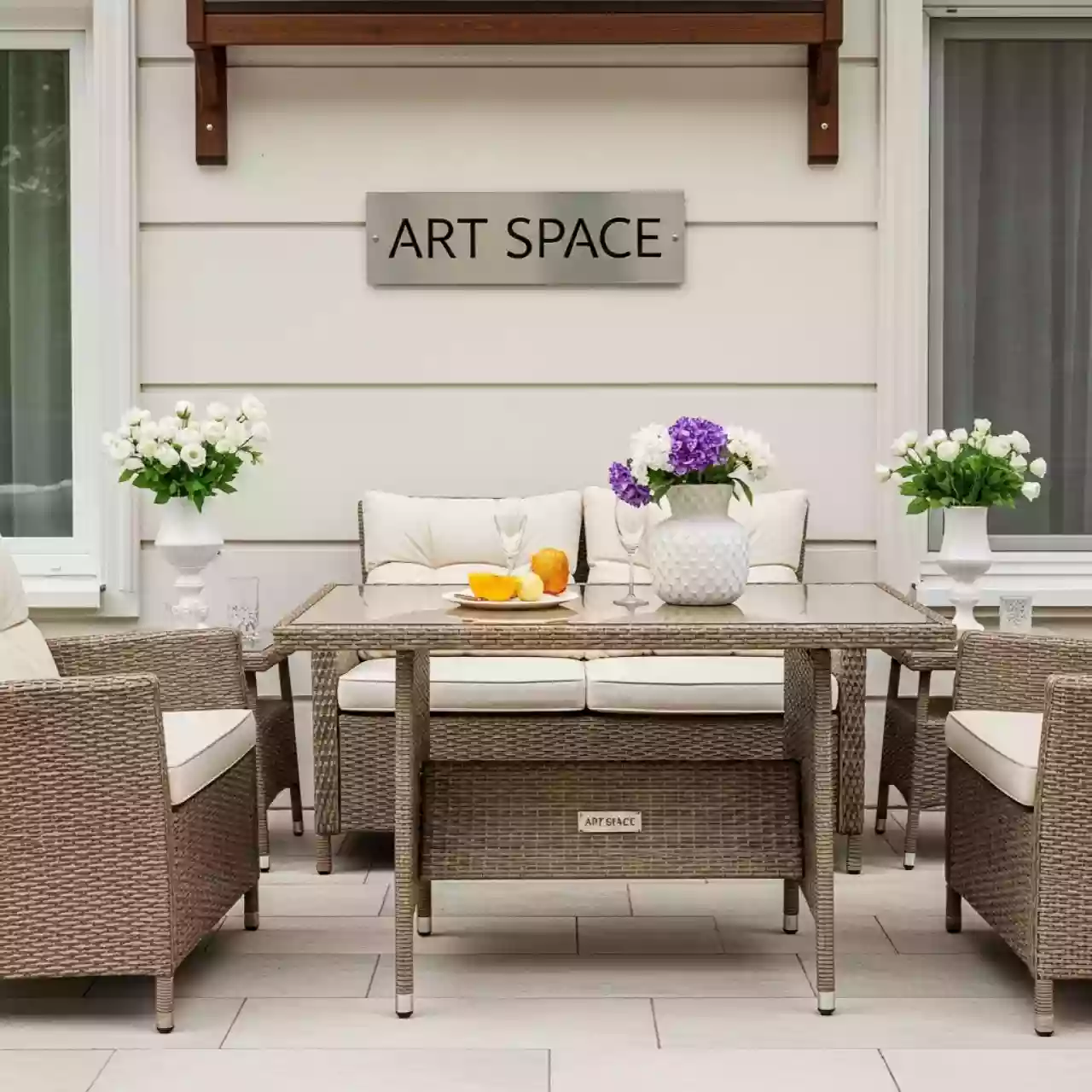 Аренда Комплект мебели из ротанга Бергамо Bergamo капучино в ресторане «Brunello» — ART SPACE