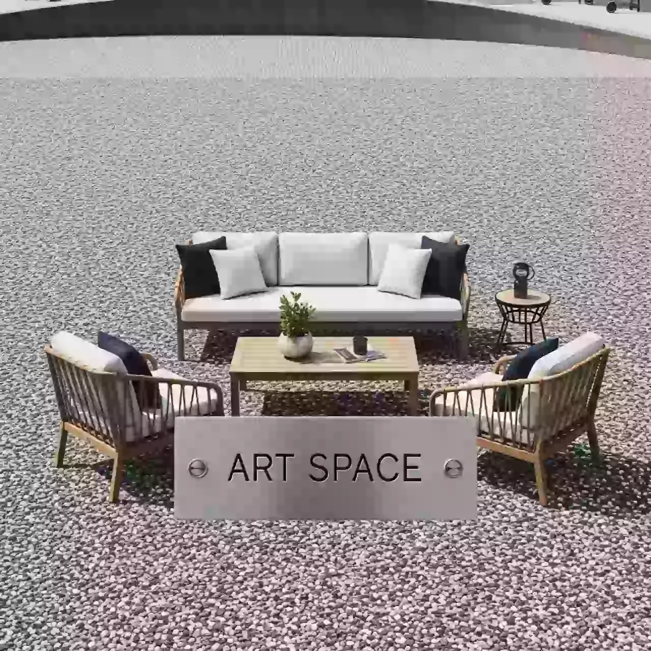 Аренда Комплект мебели Калифорния VERANA 4 предмета с подушками в пляжном клубе Del Mar — ART SPACE