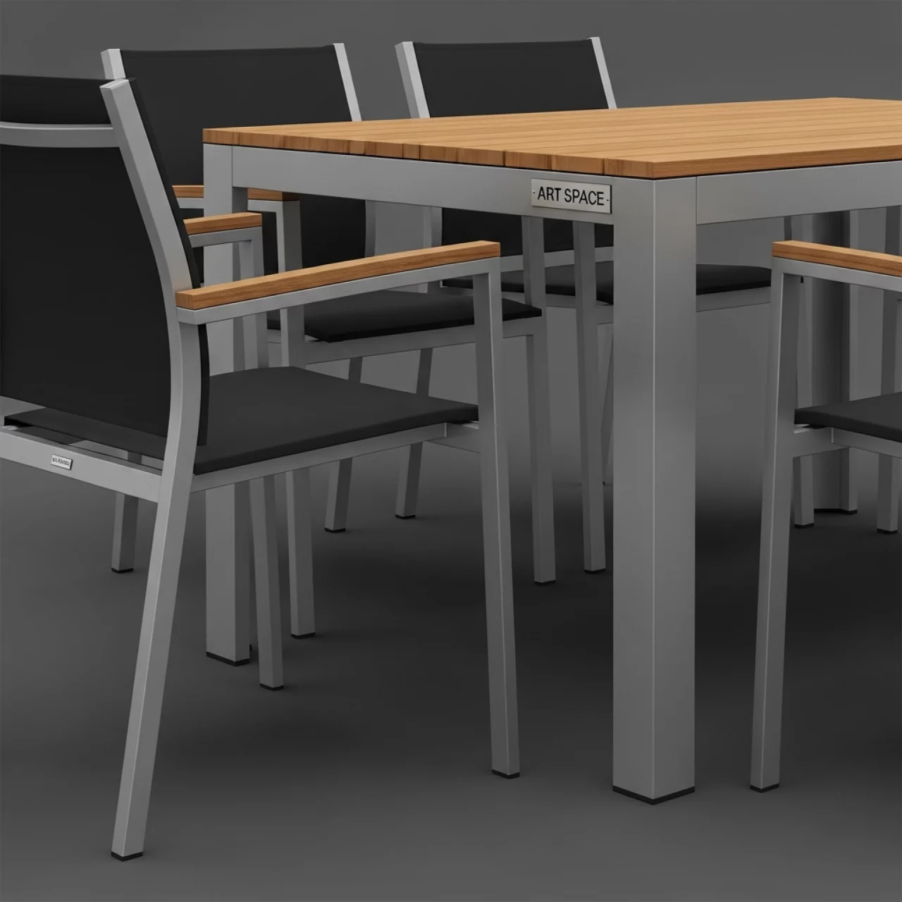 Аренда Комплект мебели Lyon Andy 220A 8R антрацит натуральный алюминий тик в Университете «Сириус» — ART SPACE