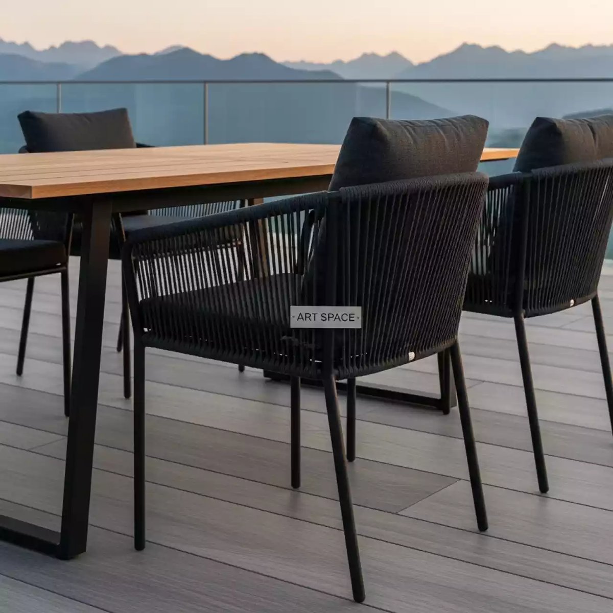 Аренда Комплект мебели натуральный черный тик алюминий веревка Nora Avesta в Golden Tulip Rosa Khutor — ART SPACE