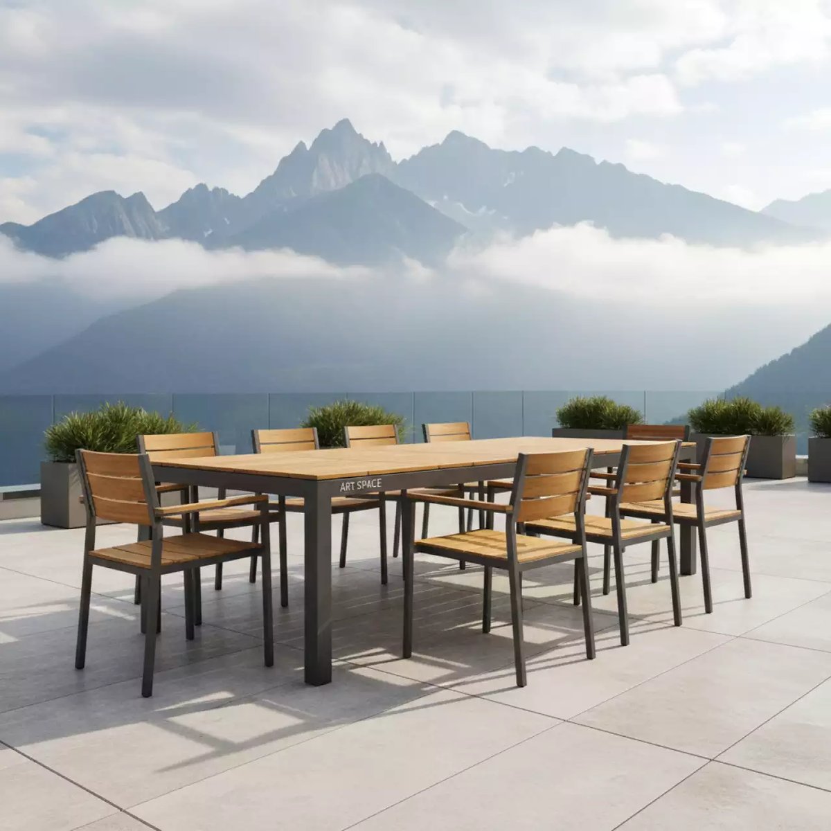 Аренда Комплект мебели Nora Andy 10R антрацит натуральный алюминий тик в Rixos Krasnaya Polyana — ART SPACE