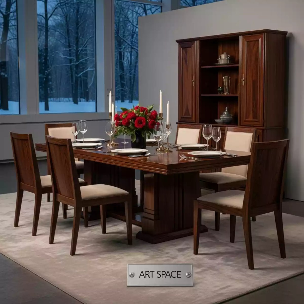 Аренда Комплект мебели обеденной деревянной Apoyo на 6 персон в ледовой арене «Шайба» — ART SPACE