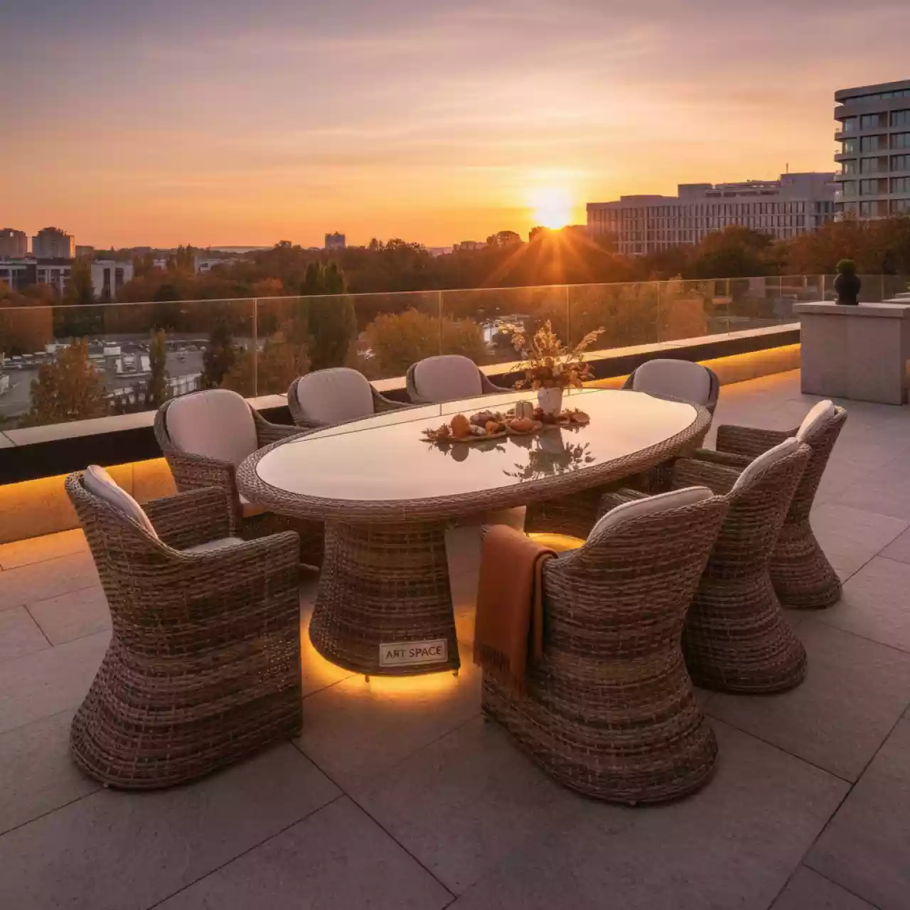 Аренда Комплект мебели обеденный плетеный София овальный стол кресла в Grand Karat Sochi — ART SPACE