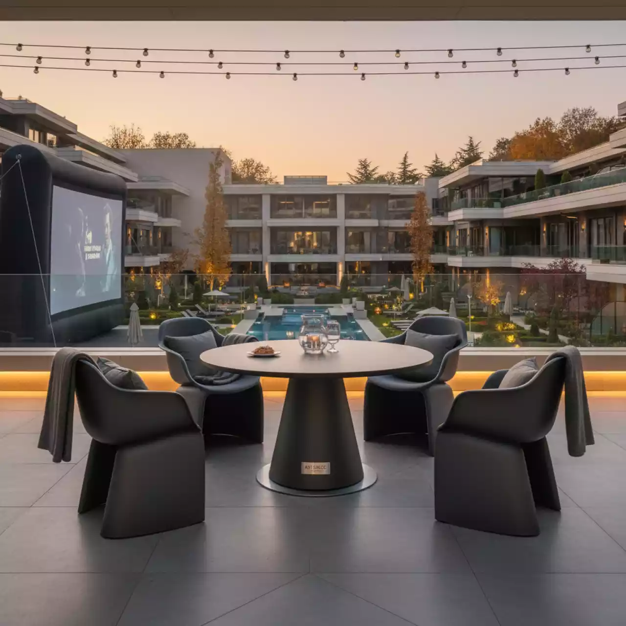 Аренда Комплект мебели пластиковой Sky диаметр 105 Pro в комплексе «Дагомыс» — ART SPACE