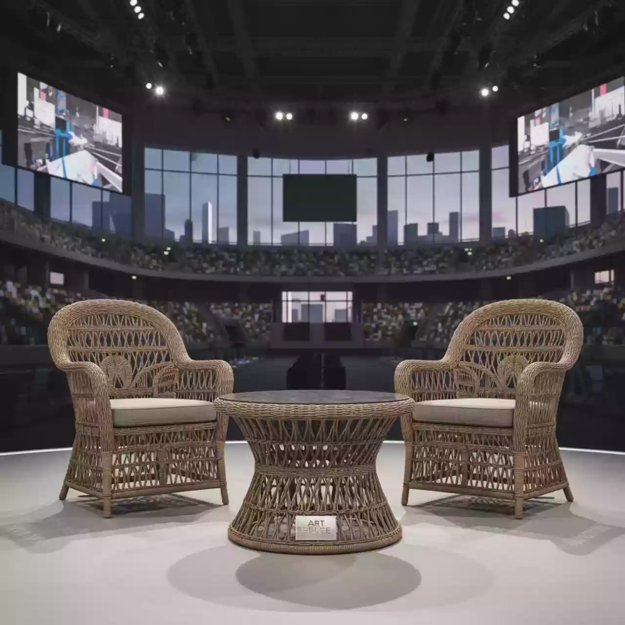 Аренда Комплект мебели плетеной AFM 308G Brown Grey капучино в Red Arena — ART SPACE