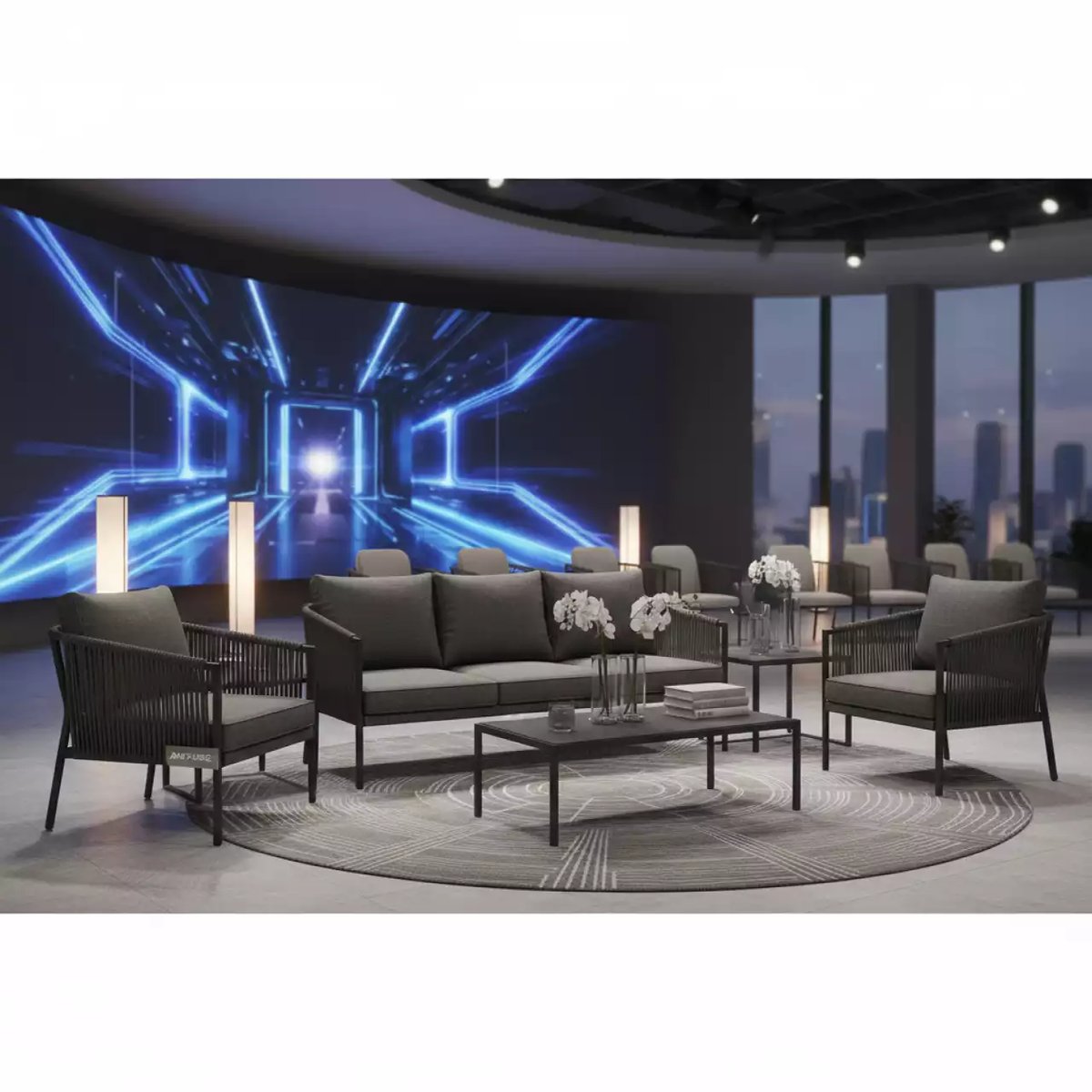 Аренда Комплект мебели плетеной AFM 370A Dark Grey в VK Stadium Sirius — ART SPACE