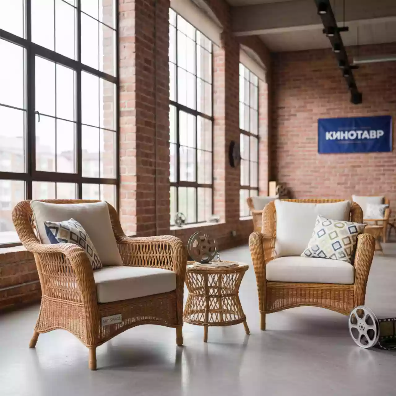 Аренда Комплект мебели плетеной Багамы Мини медовый кресла и столик в Red Arena — ART SPACE