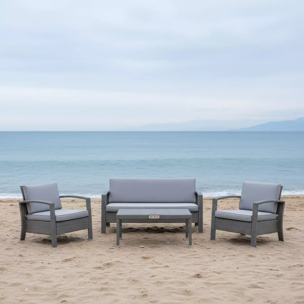 Аренда Комплект мебели плетеной серый 20 359GR на пляже «Мандарин» — ART SPACE