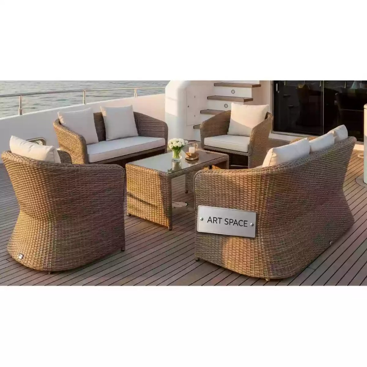 Аренда Комплект мебели T198B S54B W56 из ротанга Light brown на VIP-яхте (Имеретинский порт) — ART SPACE