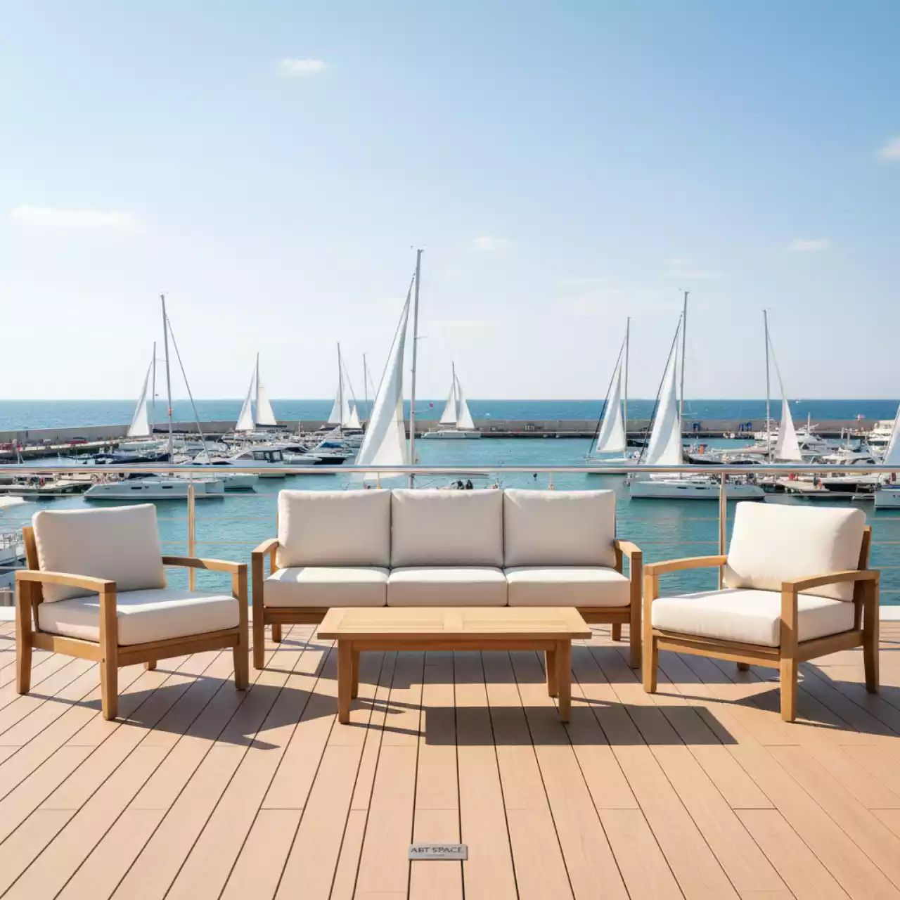 Аренда Комплект мебели Вуд VERANA 4 предмета с подушками на парусной регате (Сочи) — ART SPACE