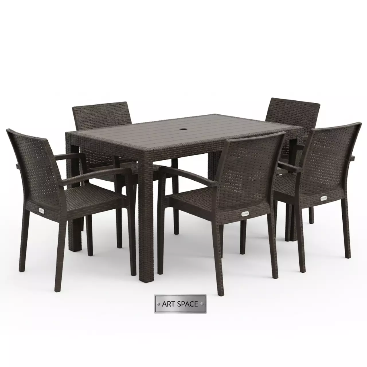 Аренда Комплект мебели YALTA BIG FAMILY 4 CHAIR Ялта темно коричневый пластик под искусственный ротанг в зале «Чайка» (Морпорт) — ART SPACE