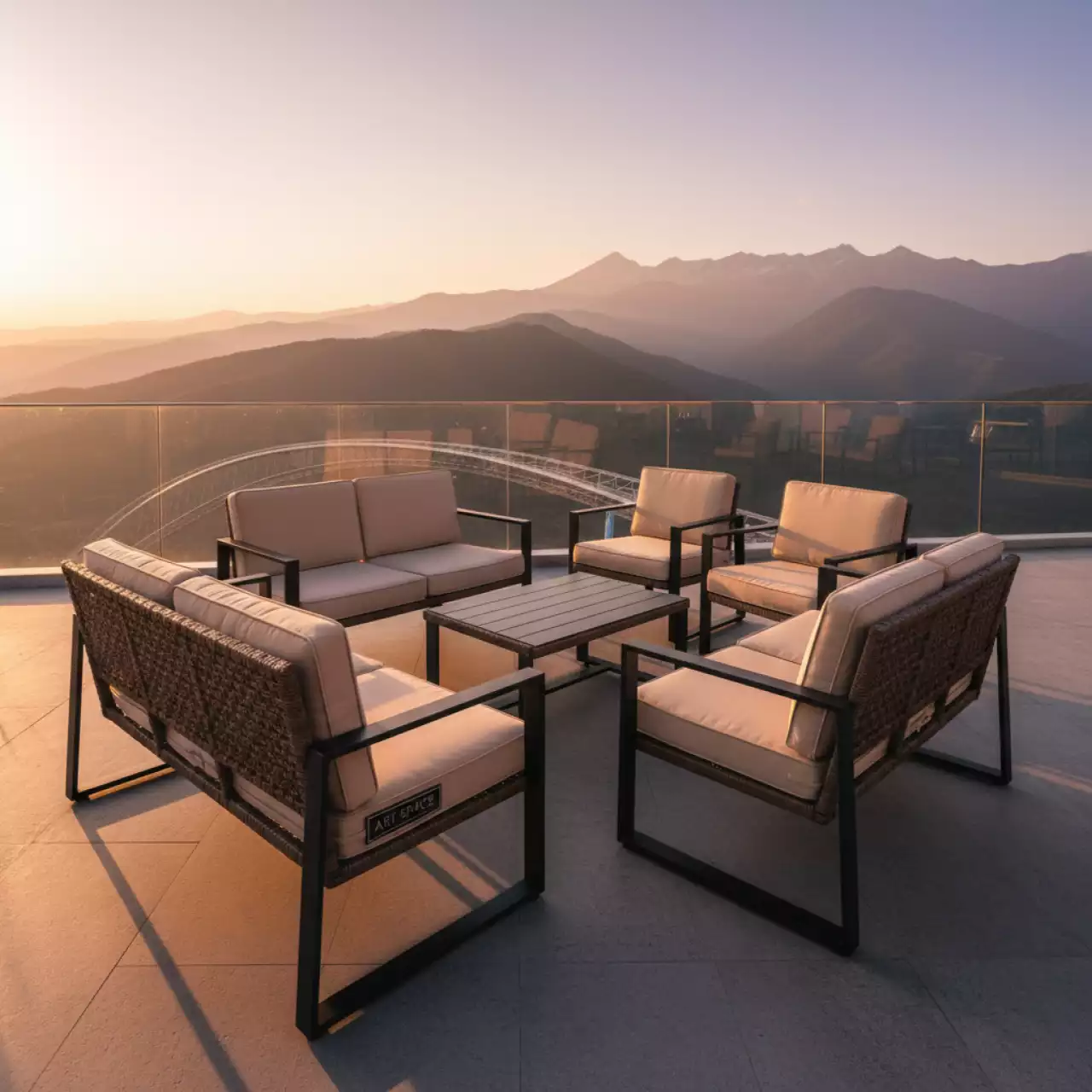 Аренда Комплект мебели ZORRO из искусственного ротанга коричневый в Skypark Sochi — ART SPACE