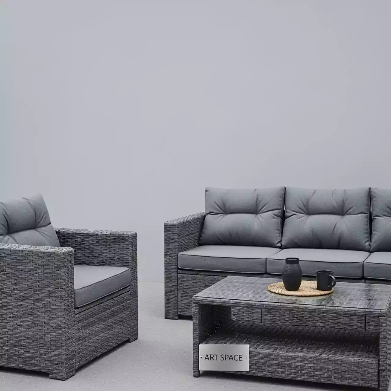 Аренда Комплект мебели ZORRO PLUS из искусственного ротанга серого в Karat Resort — ART SPACE