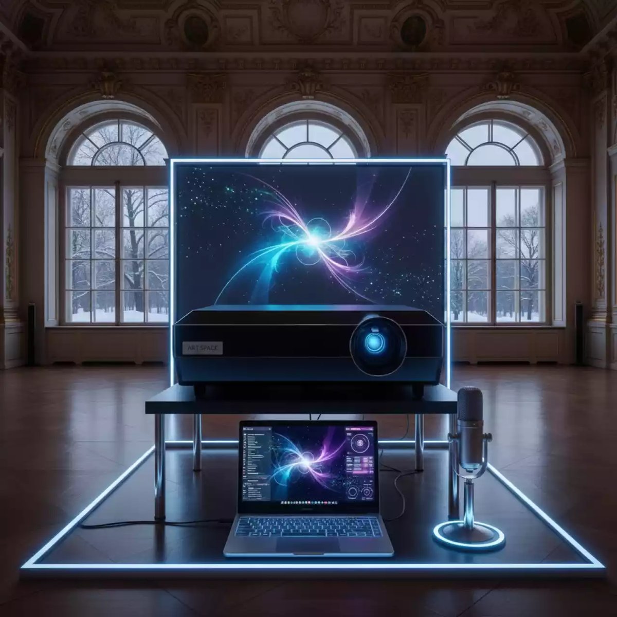 Аренда Комплект оборудования для конференций проектор экран ноутбук микрофон в усадьбе Голицына — ART SPACE