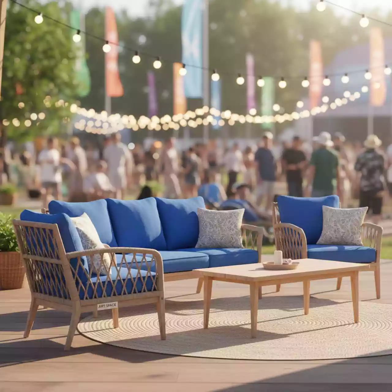 Аренда Комплект плетеной мебели деревянный Knob в VK Stadium Sirius — ART SPACE