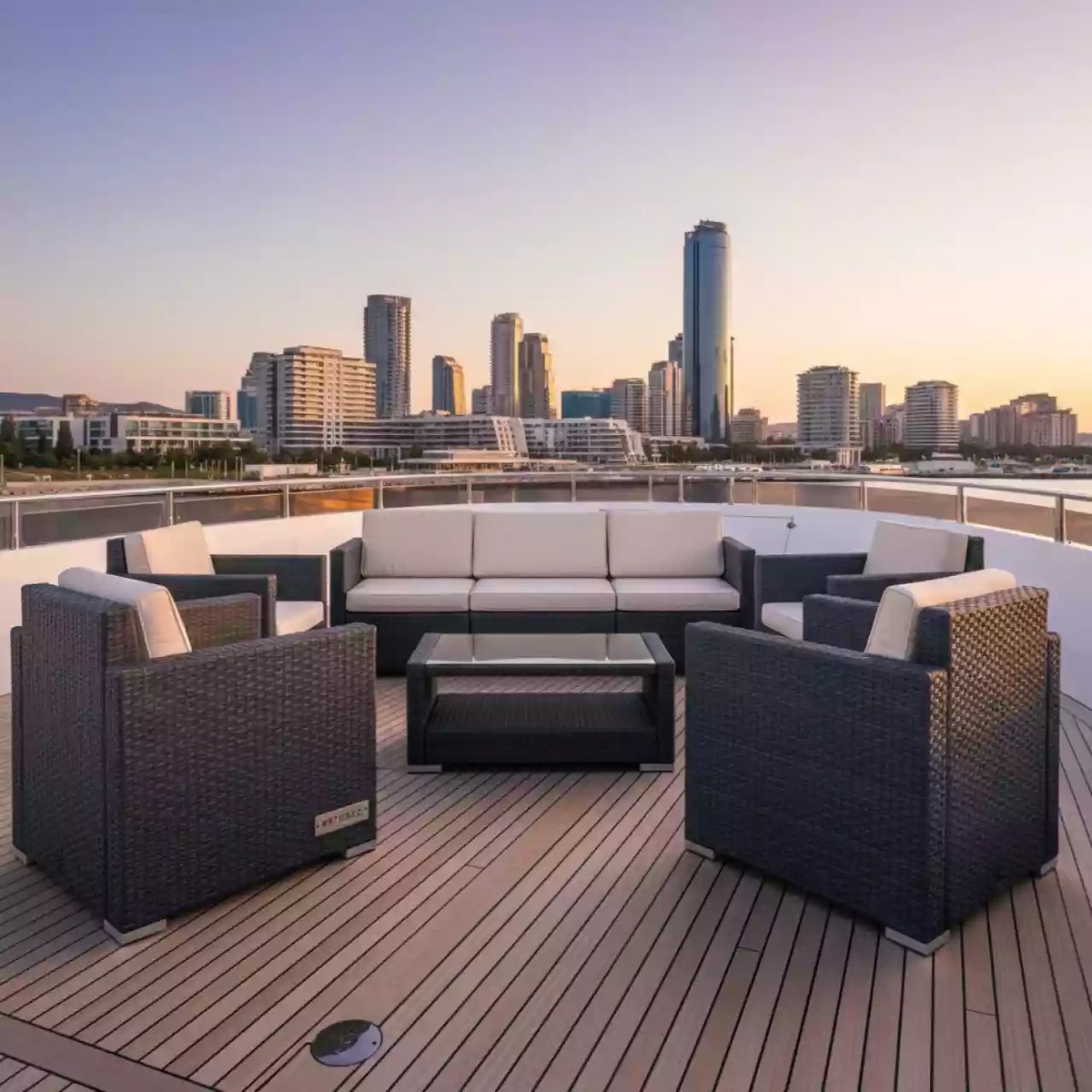 Аренда Комплект плетеной мебели Дольчевита с подушкой на VIP-яхте (Имеретинский порт) — ART SPACE