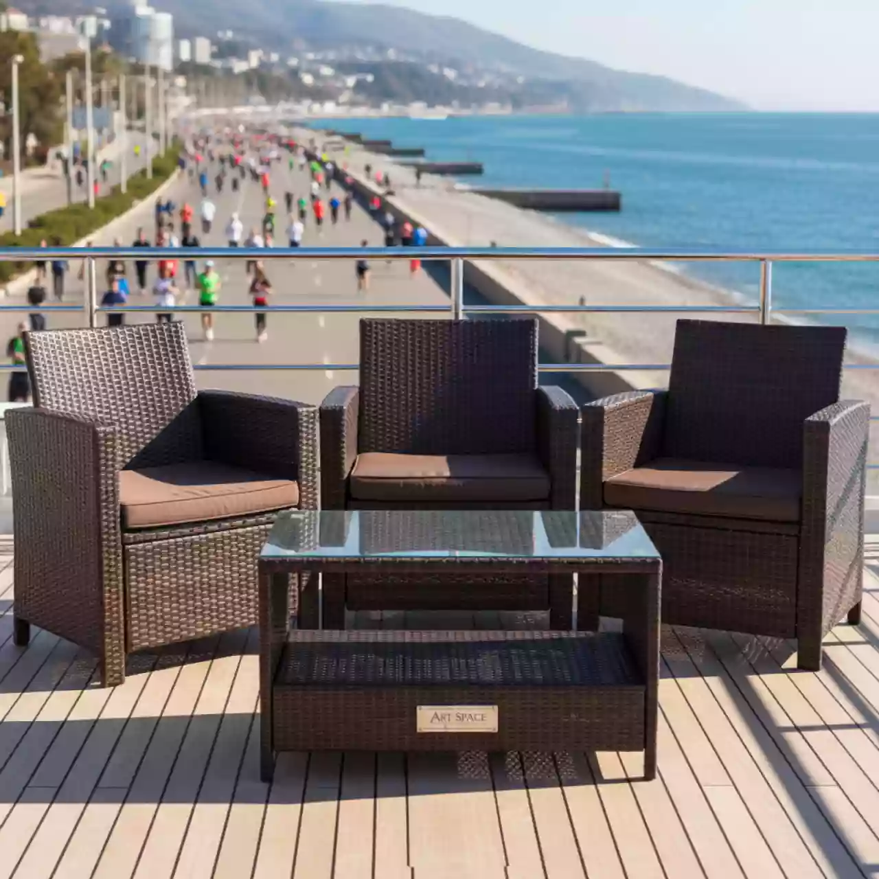 Аренда Комплект плетеной мебели T198D Y137C W53 brown 4 Pcs на теплоходе «Дагомыс» — ART SPACE