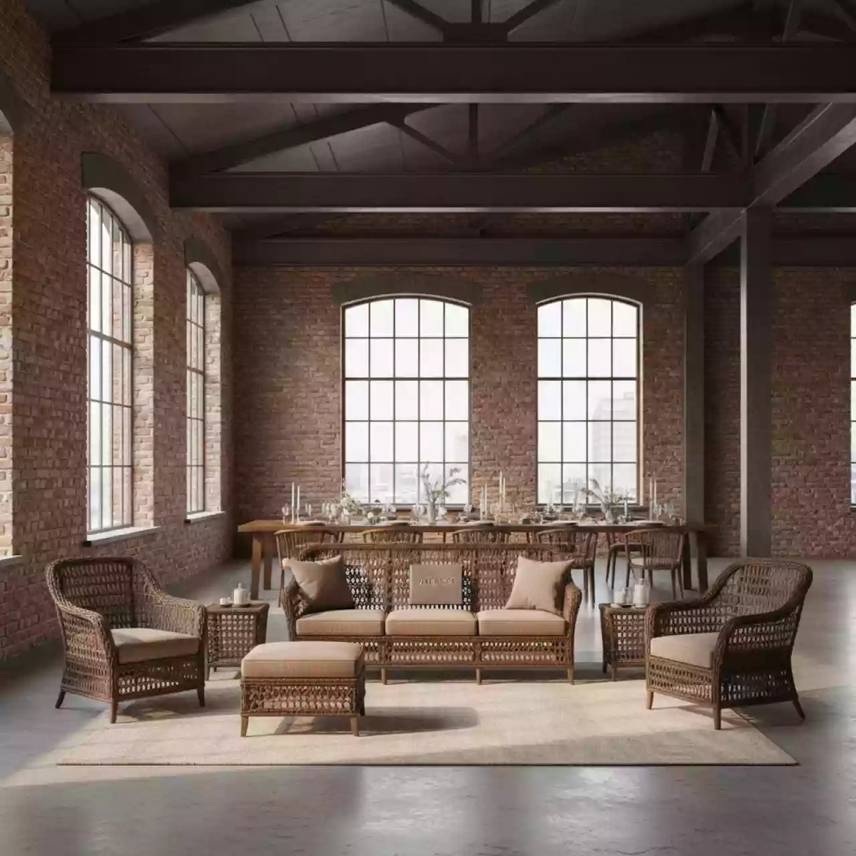 Аренда Комплект плетеной мебели T198D Y137C W53 brown 6 Pcs в Stella di Mosca — ART SPACE