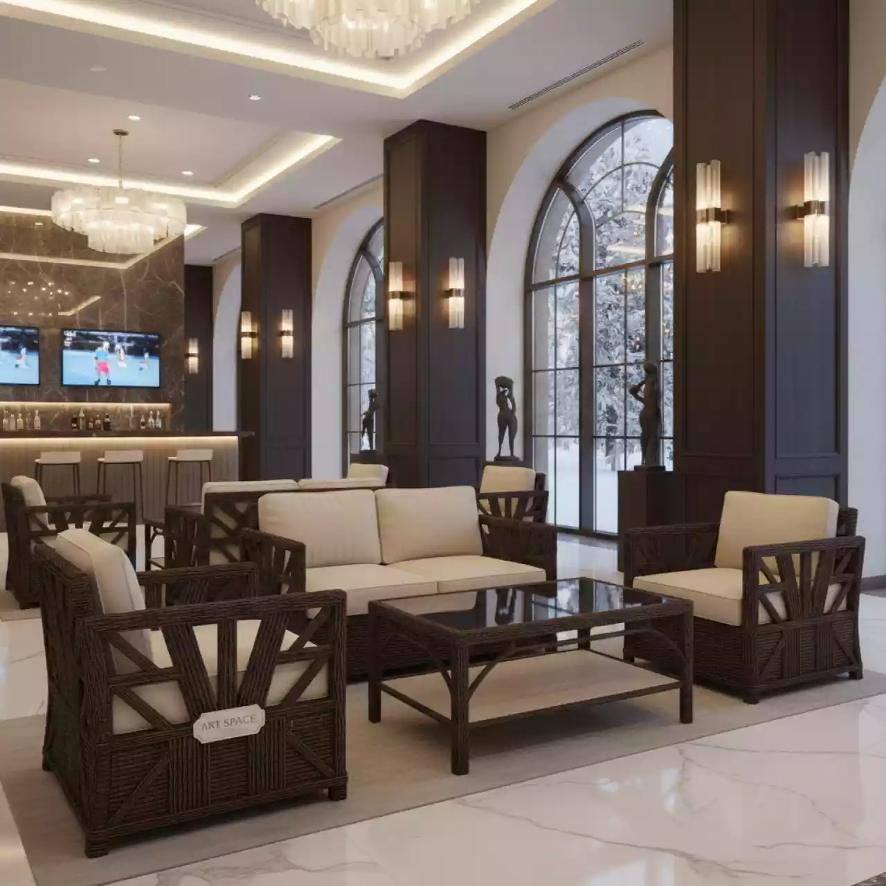 Аренда Комплект плетеной мебели T220CT Y32 W53 brown 4 Pcs в ОКЦ «Галактика» — ART SPACE