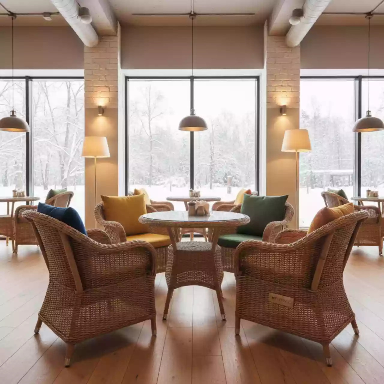 Аренда Комплект плетеной мебели T282BNT Y137C W56 light brown 4 штуки в ресторане «Сыроварня» — ART SPACE