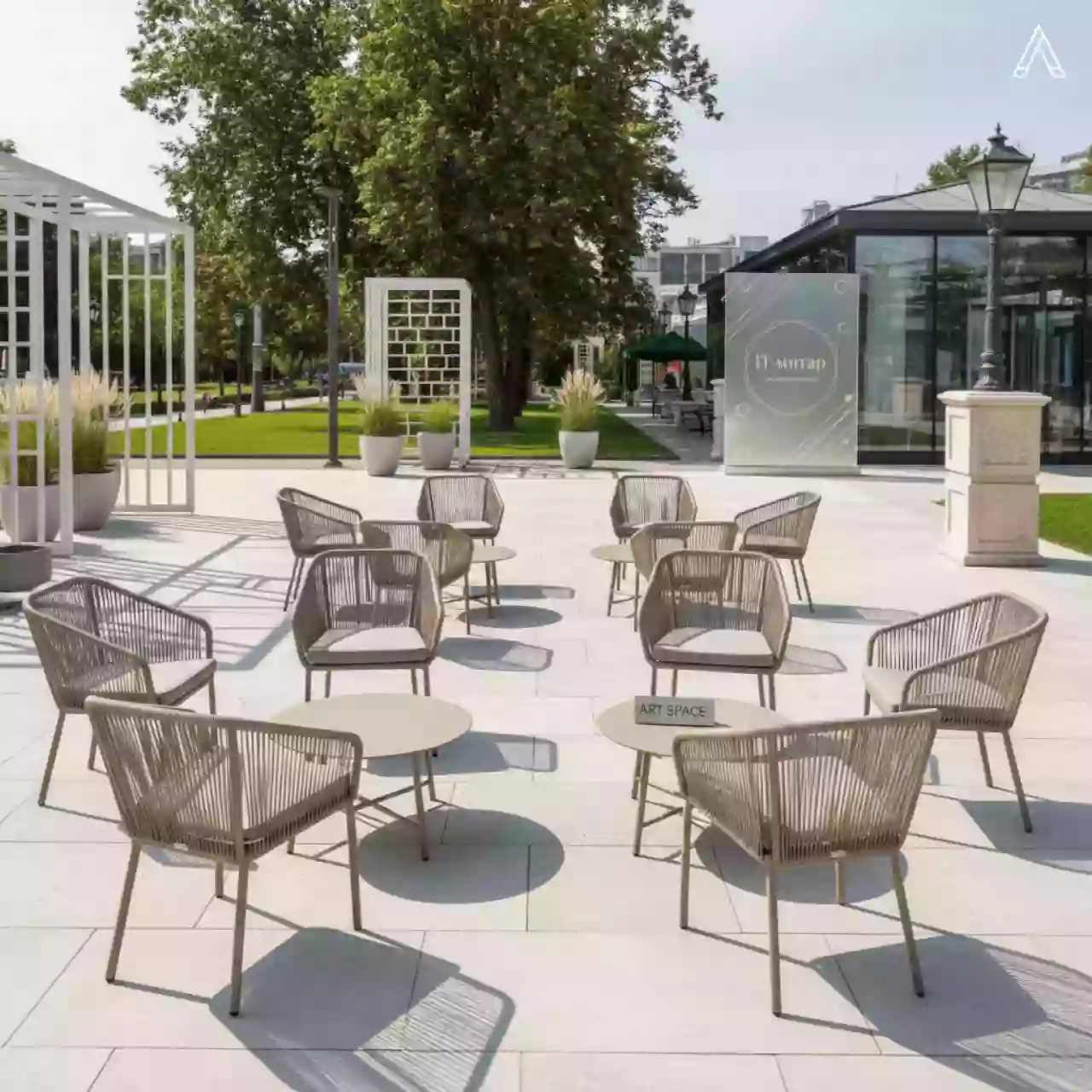 Аренда Комплект плетеной мебели T365 S65 Y380C W85 8 штук латте в парке «Ривьера» — ART SPACE