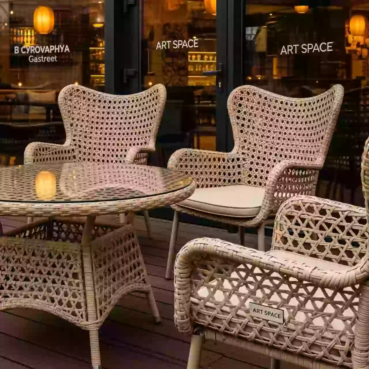 Аренда Комплект плетеной мебели T365 Y380C W85 латте в ресторане «Сыроварня» — ART SPACE